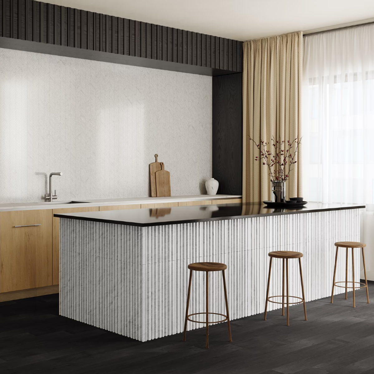 Carrara White Stonework 12"x24" Barcode  3D Polished