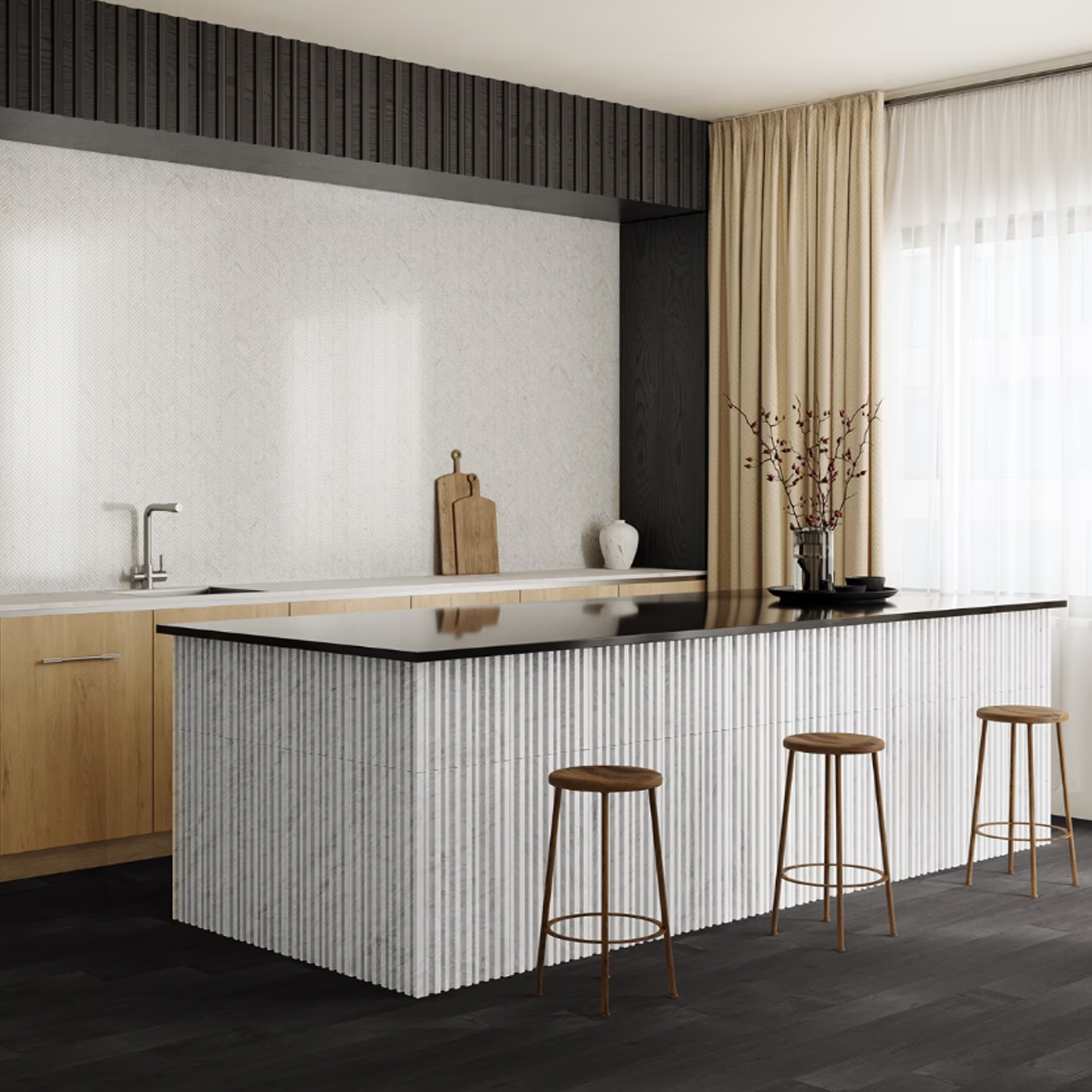 Carrara White Stonework 12"x24" Barcode  3D Polished