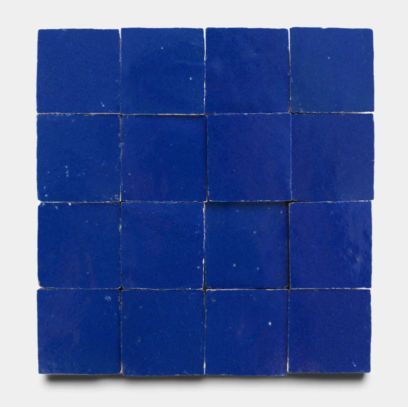 Majorelle Blue Handmade Glazed Clay Tile — 2" × 6"