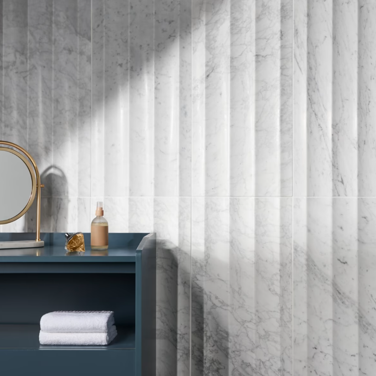 Carrara White Stonework 12"x24" Fluted  3D Honed