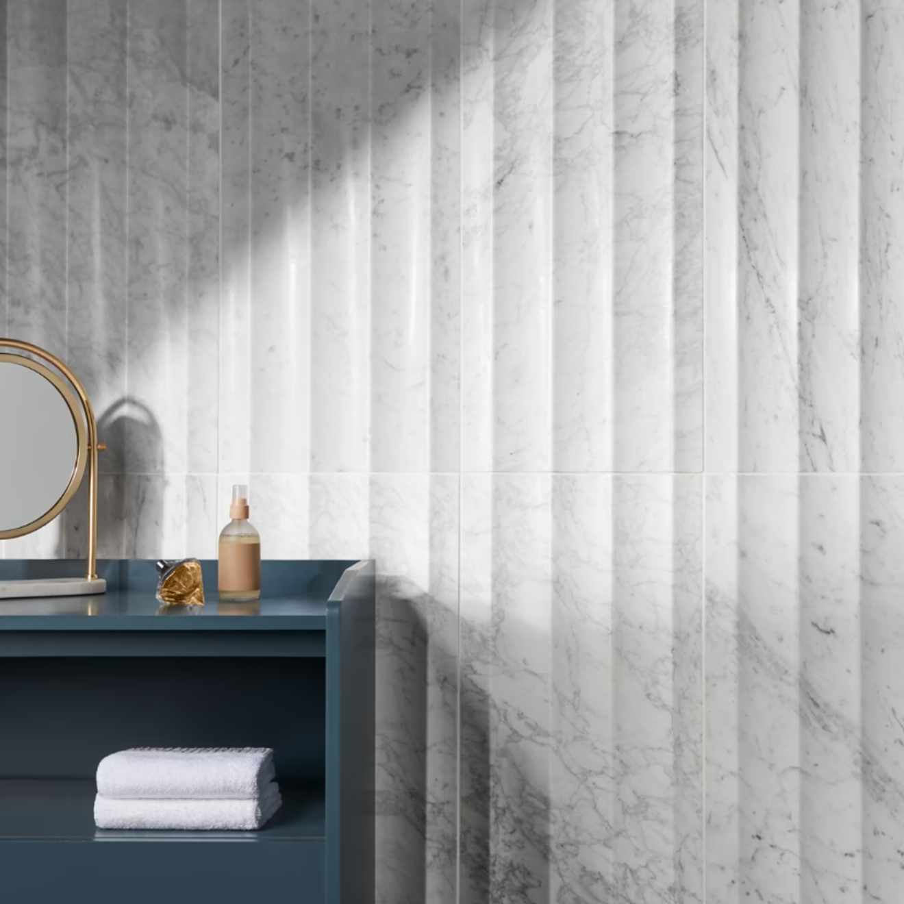 Carrara White Stonework 12"x24" Fluted  3D Honed