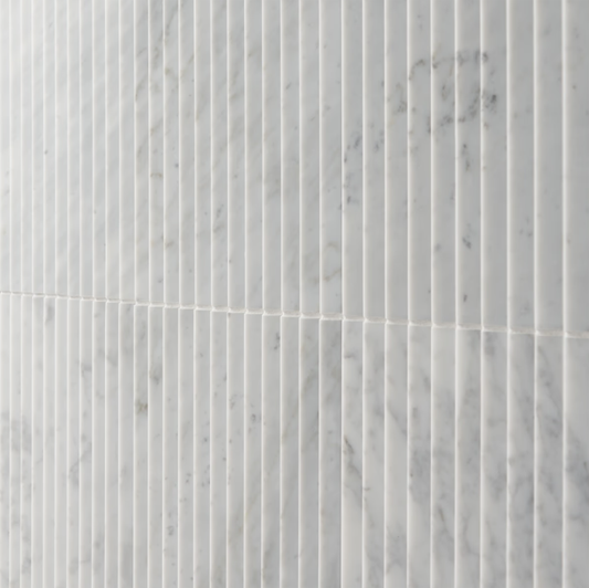 Carrara White Stonework 12"x24" Peak 3D Satin