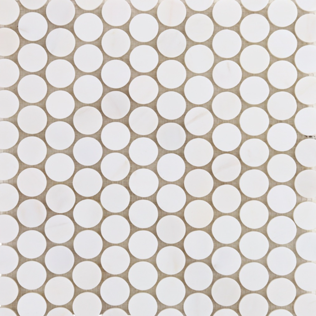 Bianco Dolomite White 1" Penny Round Premiu Polished Mosaic
