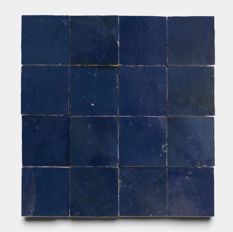 Deep Navy Handmade Glazed Clay Tile — 2" × 6"