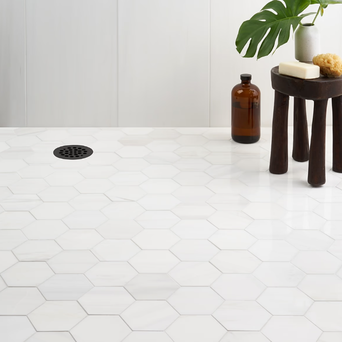 Bianco Dolomite White 4" Hexagon Premium Mosaic Polished