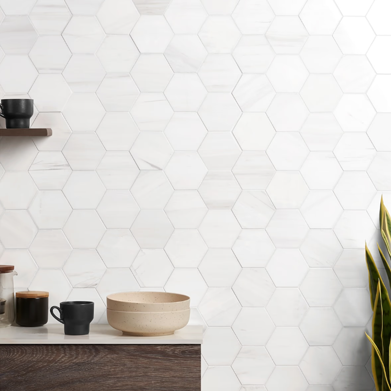 Bianco Dolomite White 4" Hexagon Premium Mosaic Polished
