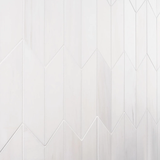 Bianco Dolomite White  Chevron Premium 3" x 12"