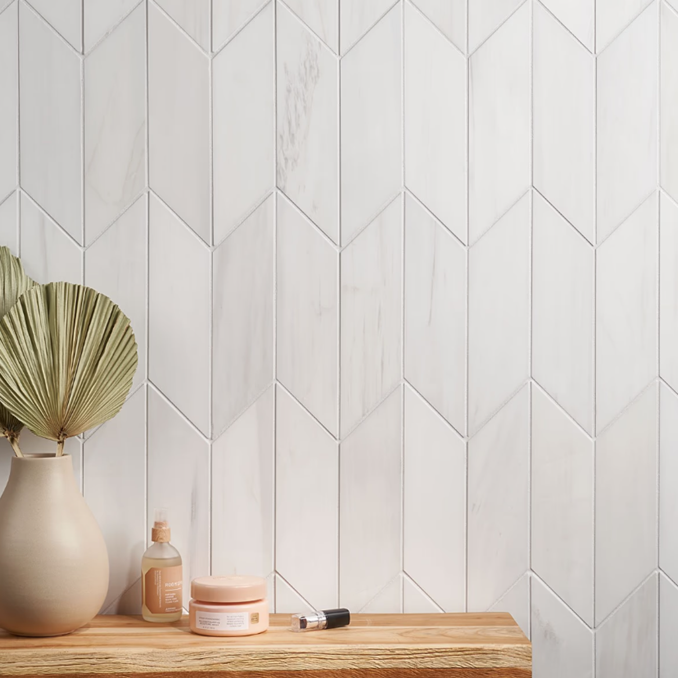Bianco Dolomite White  Chevron Premium 3" x 12"