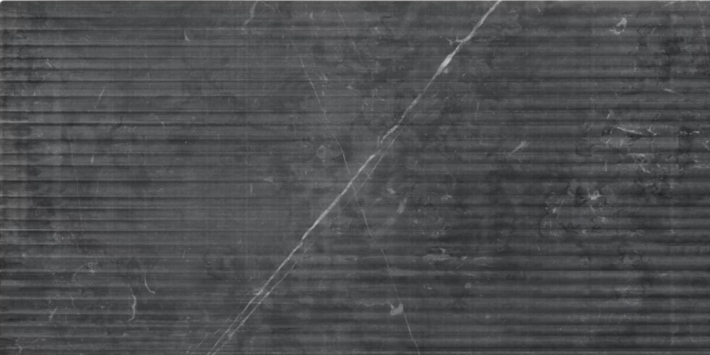 Waves Nero Marquina Black  12" x 24" Fluted 3D Honed