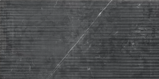 Waves Nero Marquina Black  12" x 24" Fluted 3D Honed