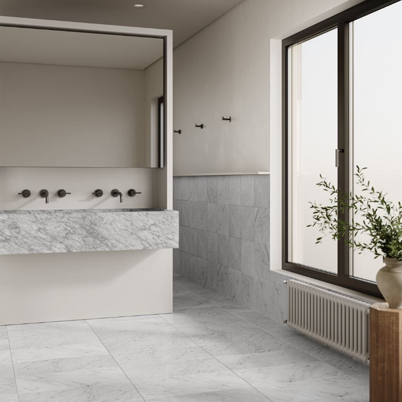 Carrara C White 12" x 24"