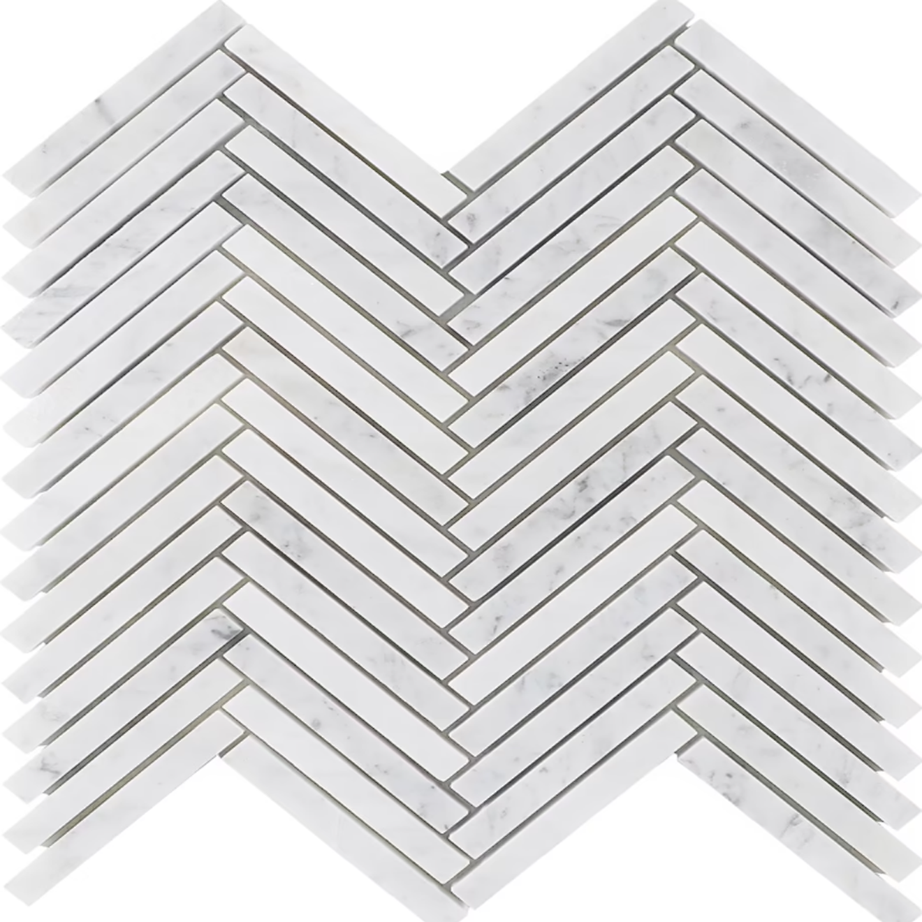Carrara  1/2" x 4" Herringbone  Mosaic Polished
