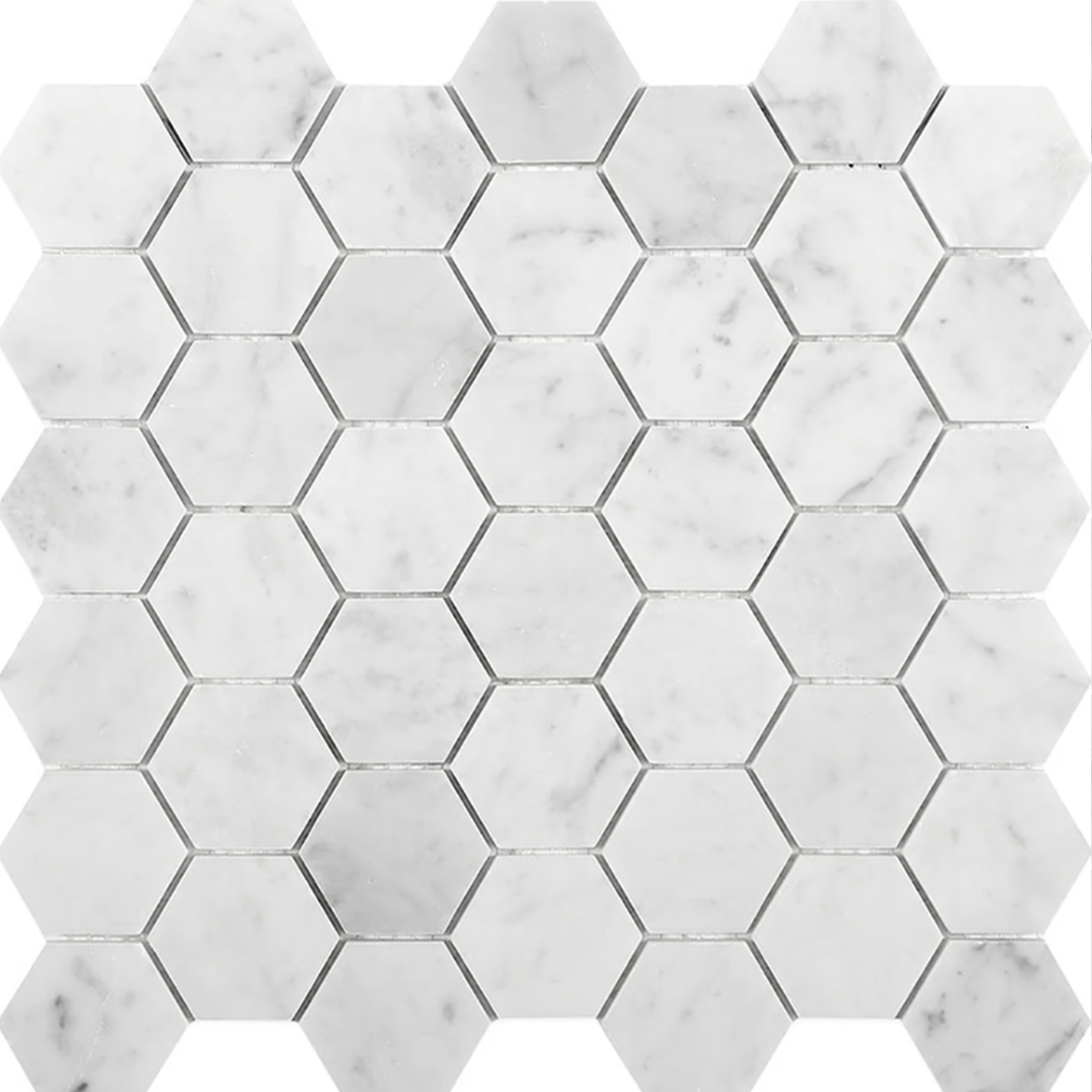Carrara 2" Hexagon Mosaic Polished