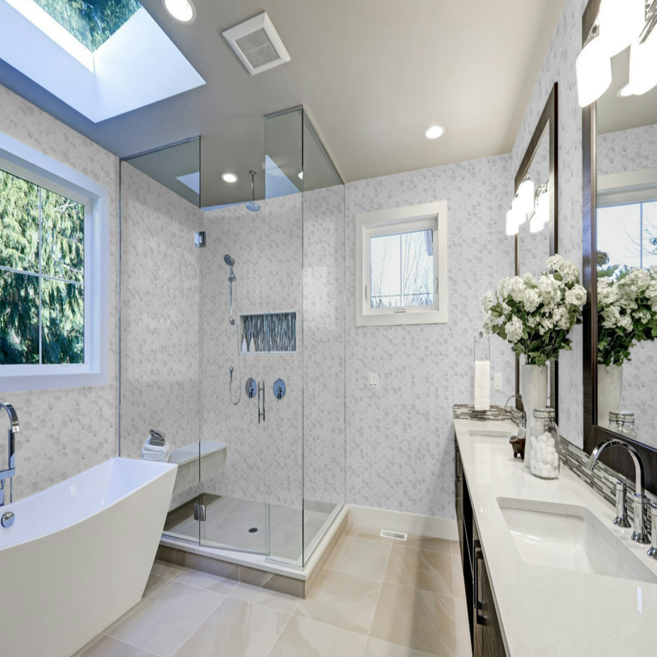Carrara 2" Hexagon Mosaic Polished