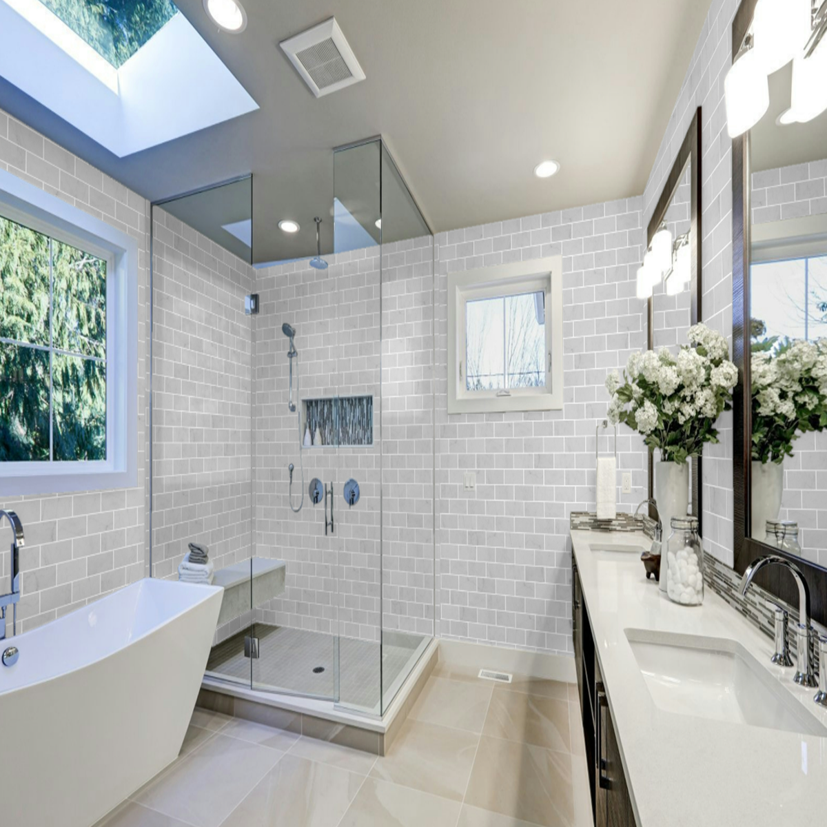 Carrara White 4x12  Subway Tile Polished
