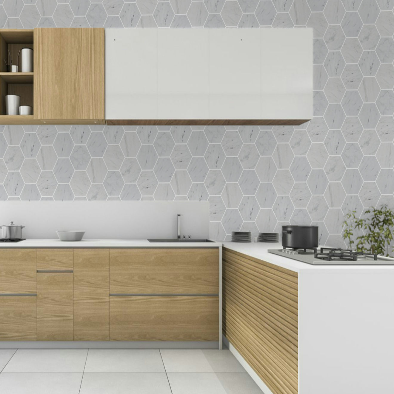 Carrara 10" Hexagon  Honed