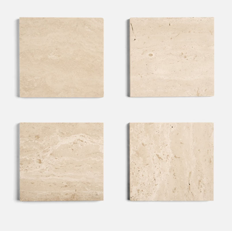 Ivory Travertine 6x6 Vein Cut Filled Honed