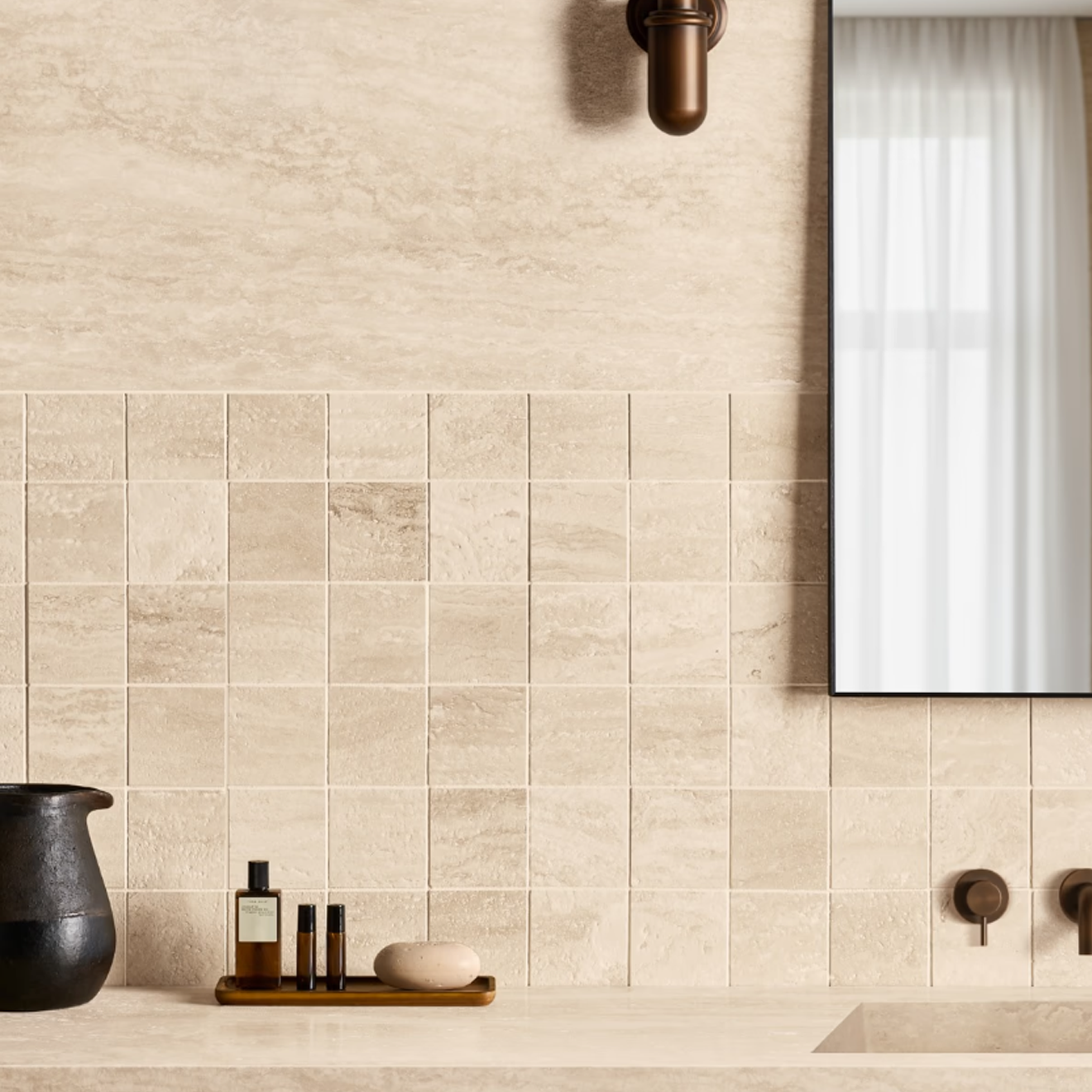 Ivory Travertine 2.5" x 12" Filled Vein Cut Brushed