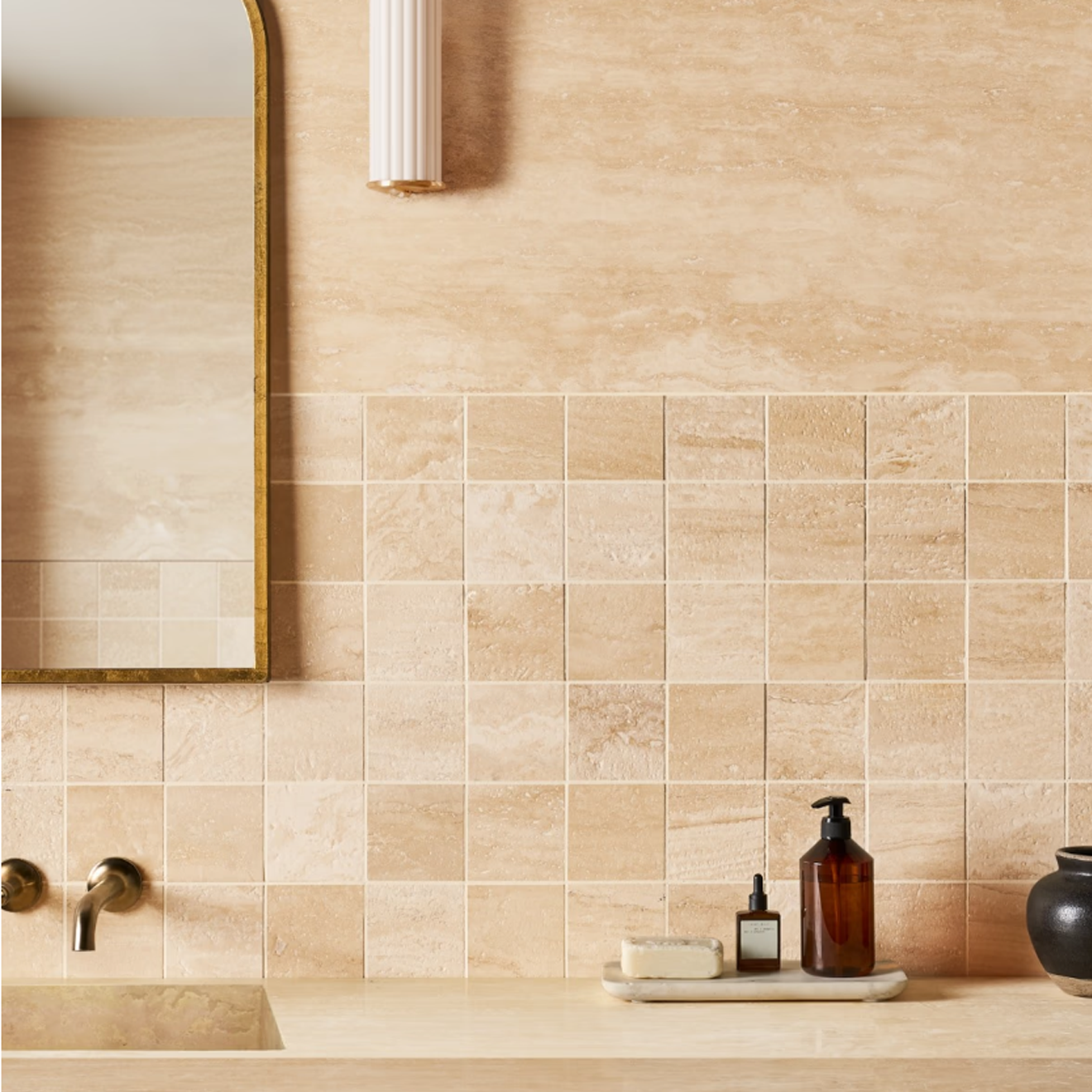 Classic Travertine 2.5" x 12" Filled  Vein Cut  Brushed