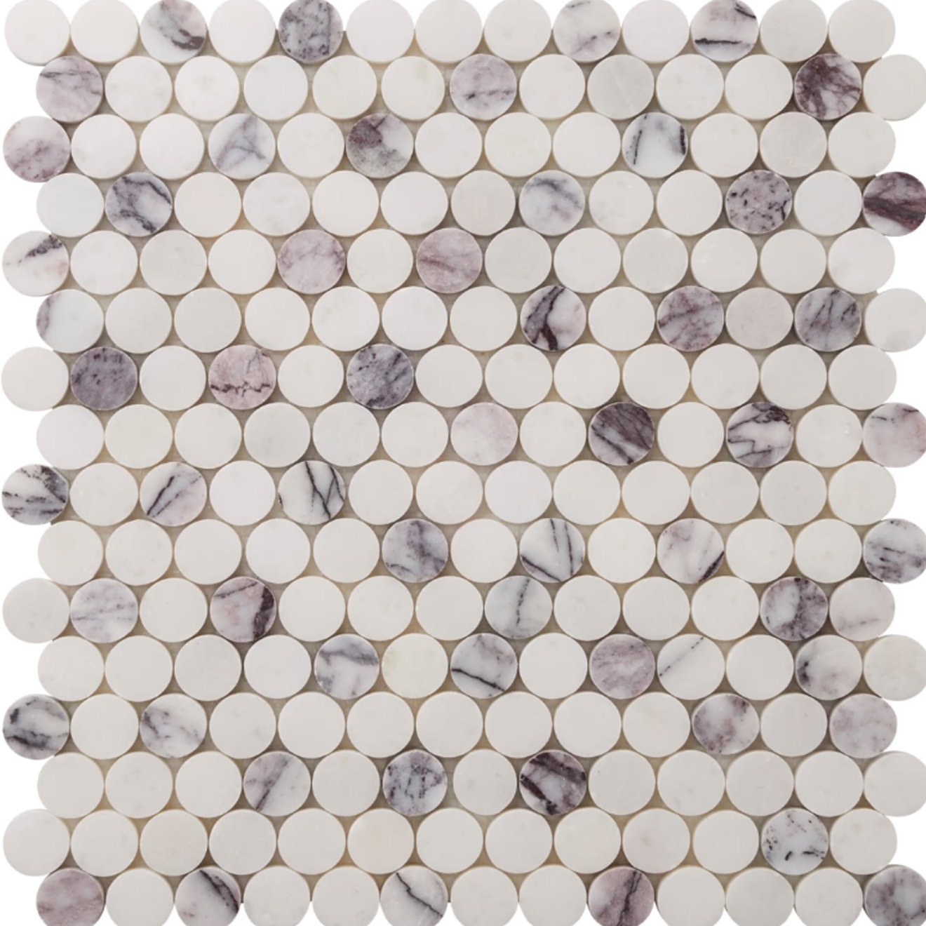Lilac Premium 1" Penny Round  Mosaic Polished