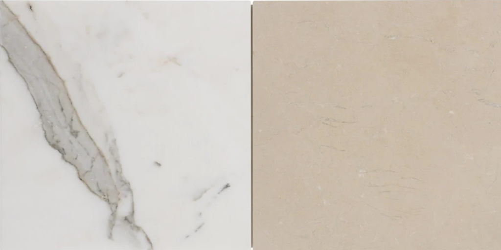 Avanti Calacatta Gold and Crema Marfil Beige 12" x 12" Tumbled  Checkerboard