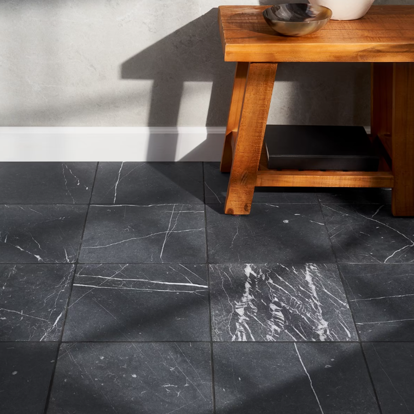 Avanti Nero Marquina Black 12" x 12" Tumbled 