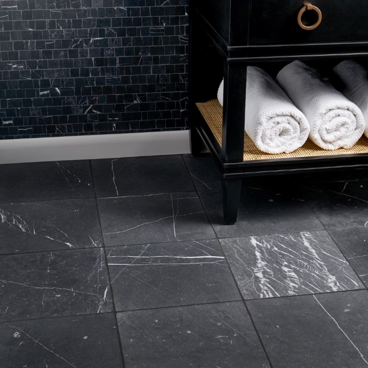 Avanti Nero Marquina Black 12" x 12" Tumbled 