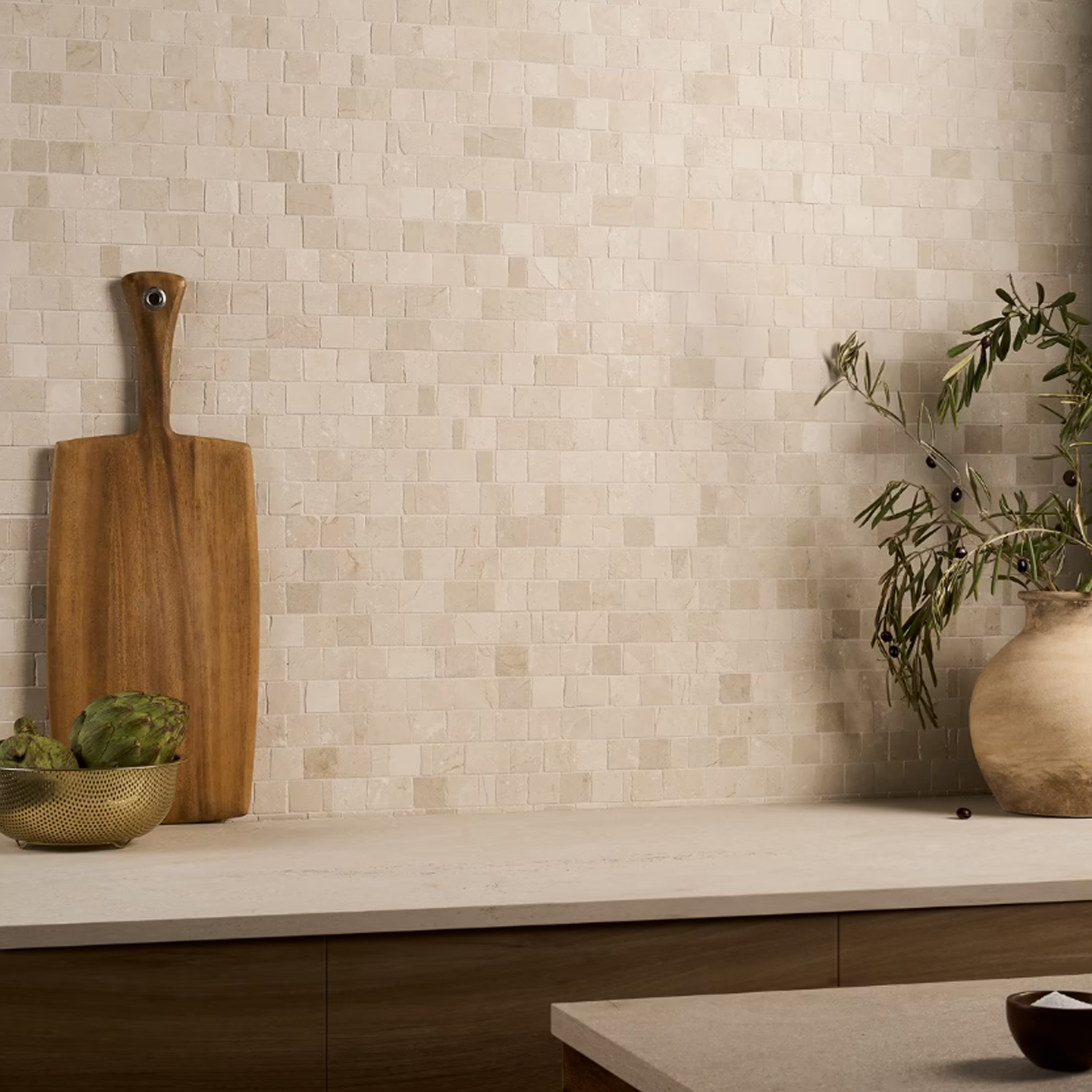 Avanti Crema Marfil Beige Hand Clipped Rectangle Joint  Mosaic Honed
