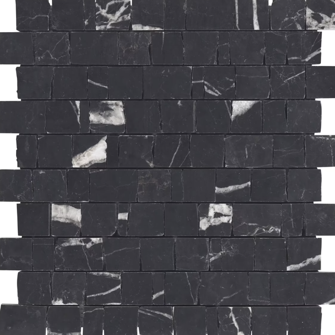 Avanti Nero Marquina Black Hand Clipped Rectangle Joint  Mosaic Honed