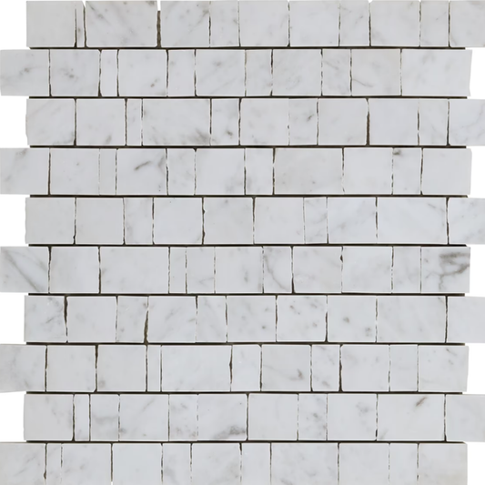 Avanti Bianco Carrara White Hand Clipped Rectangle Joint  Mosaic Honed