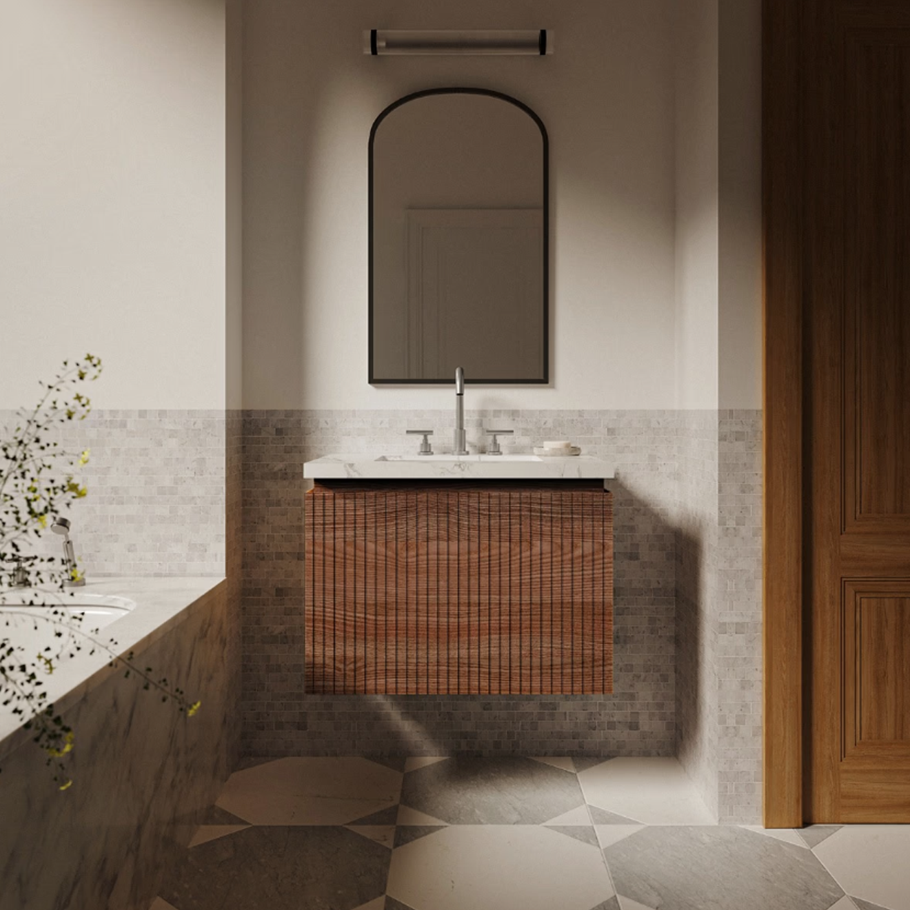 Avanti Bianco Carrara White Hand Clipped Rectangle Joint  Mosaic Honed