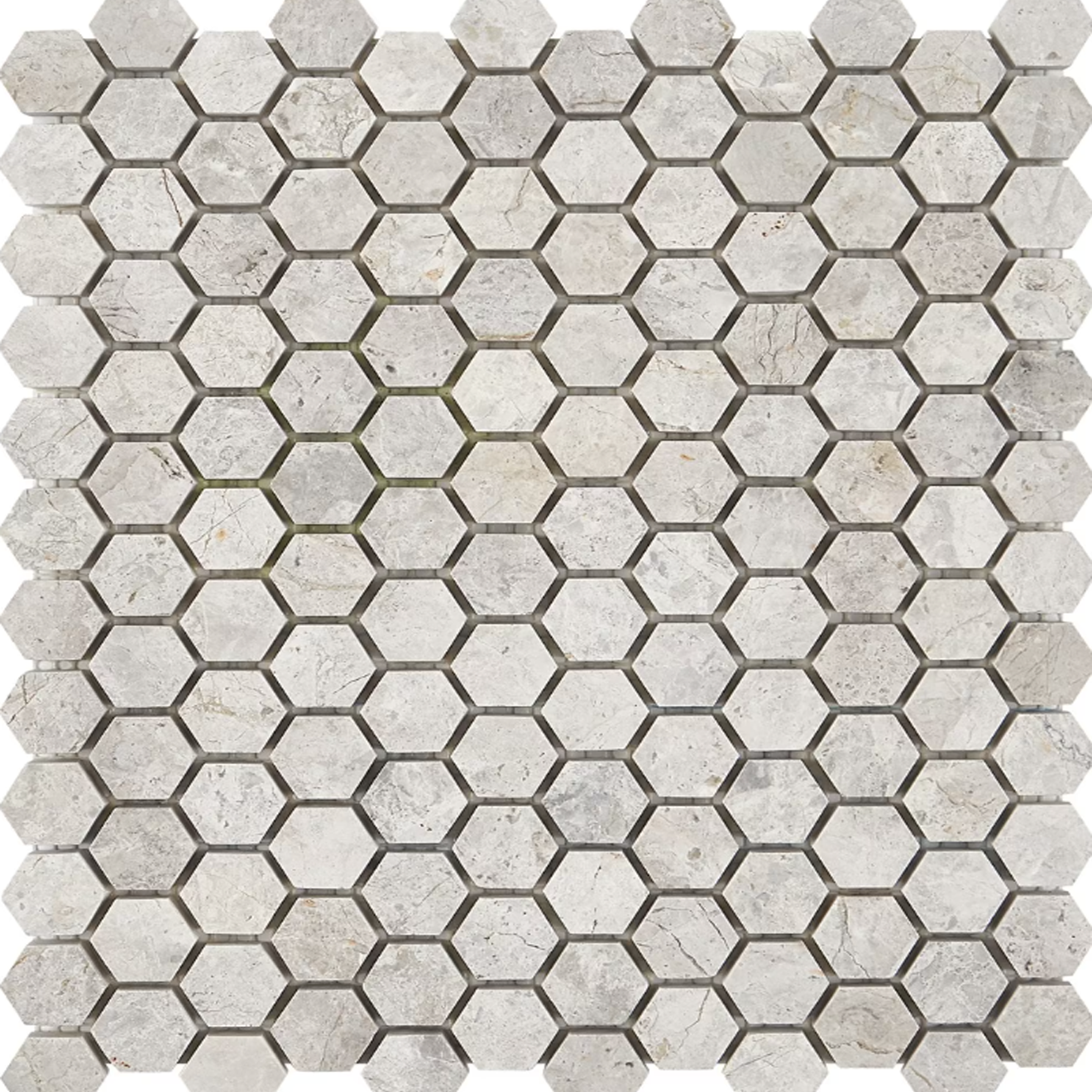 Tundra Gray 1"  Hexagon  Mosaic Honed