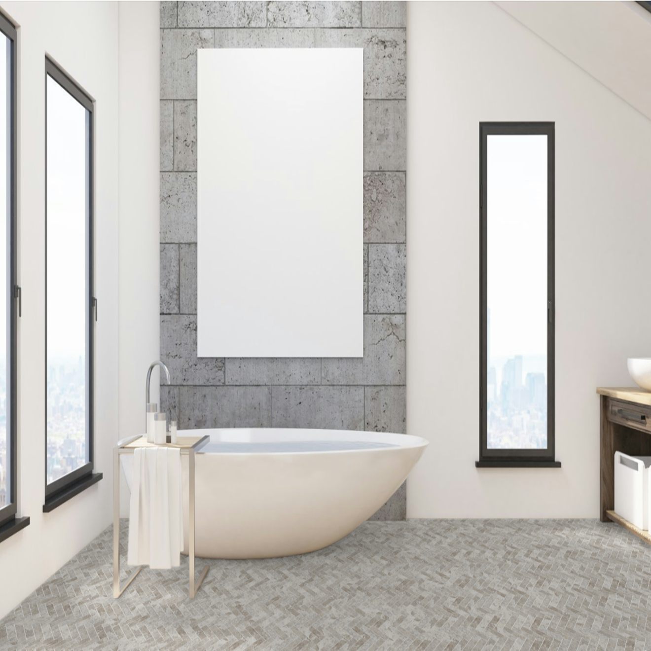 Tundra Gray 1" x 4" Herringbone  Mosaic Honed