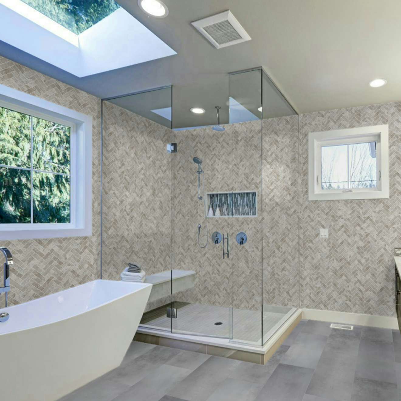 Tundra Gray 1" x 4" Herringbone  Mosaic Honed