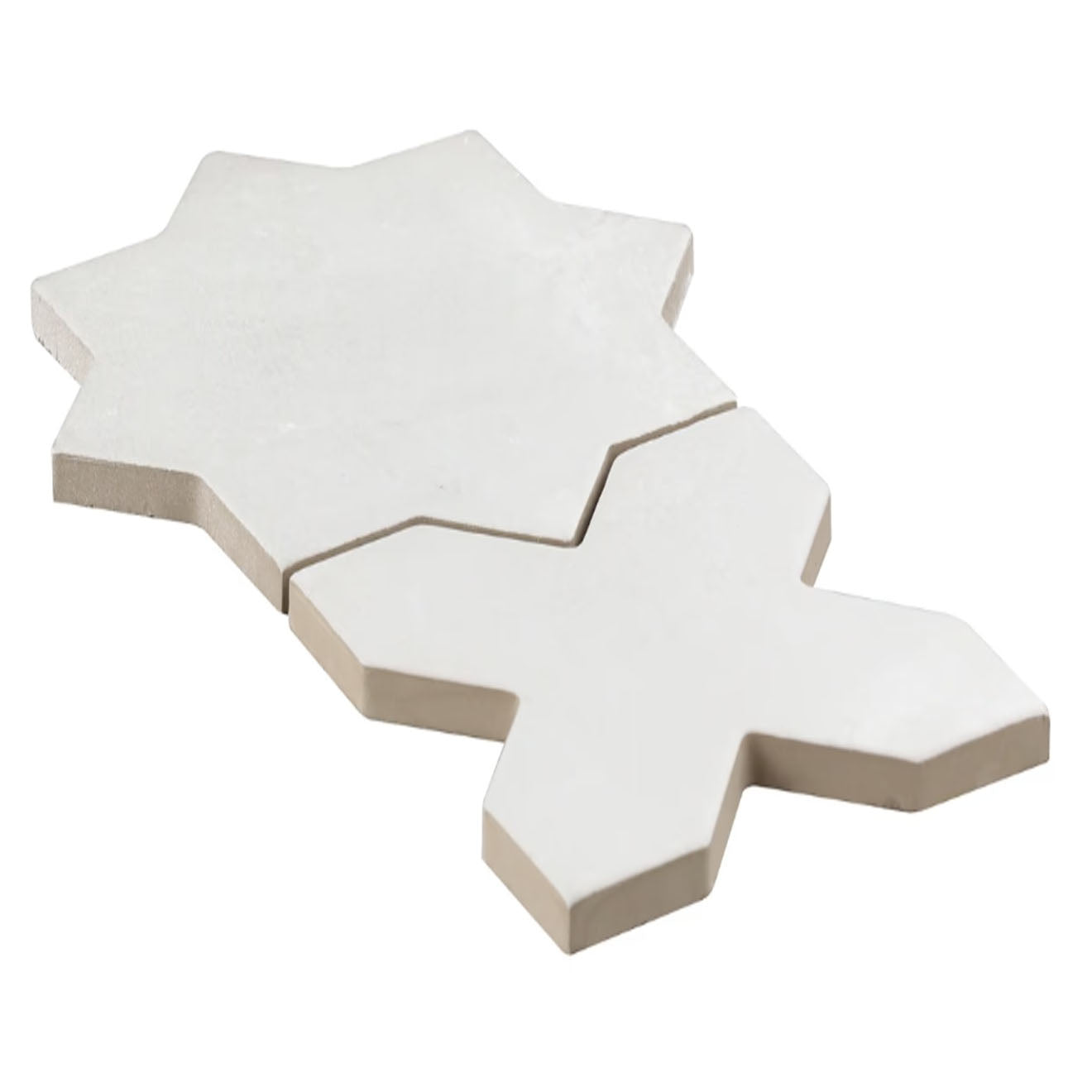 Parma White  Star and White  Cross 6.10" x 6.10" Terracotta Look Matte
