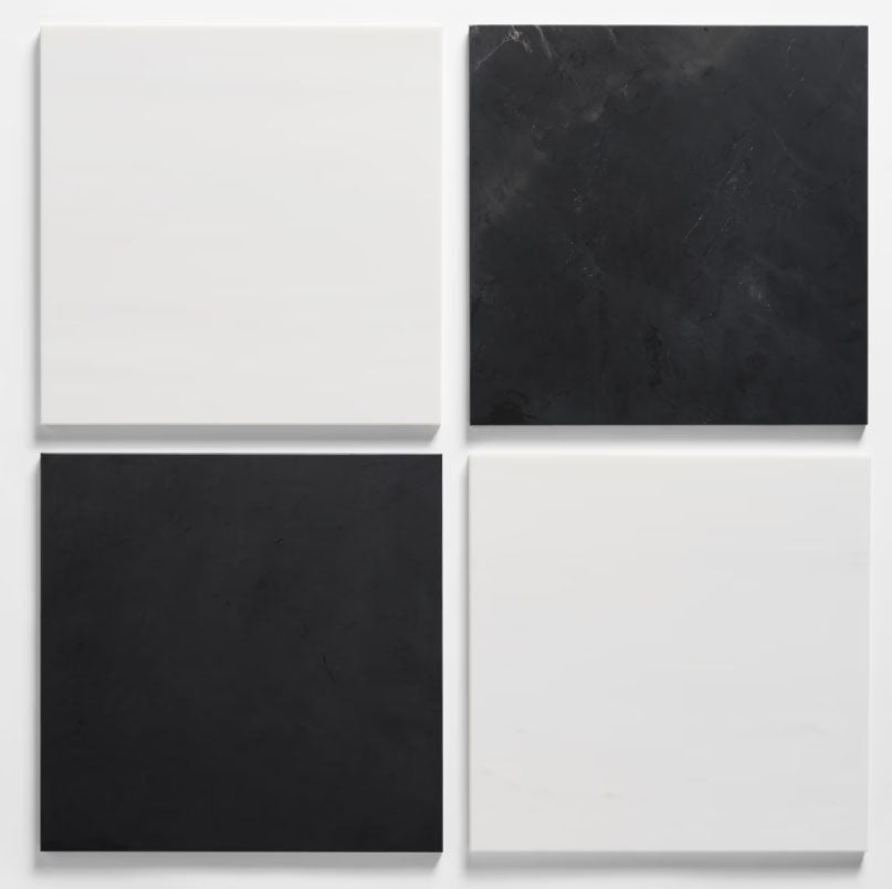 Alterno Black Silk and Glacier White Select Checkerboard  12" X 12"