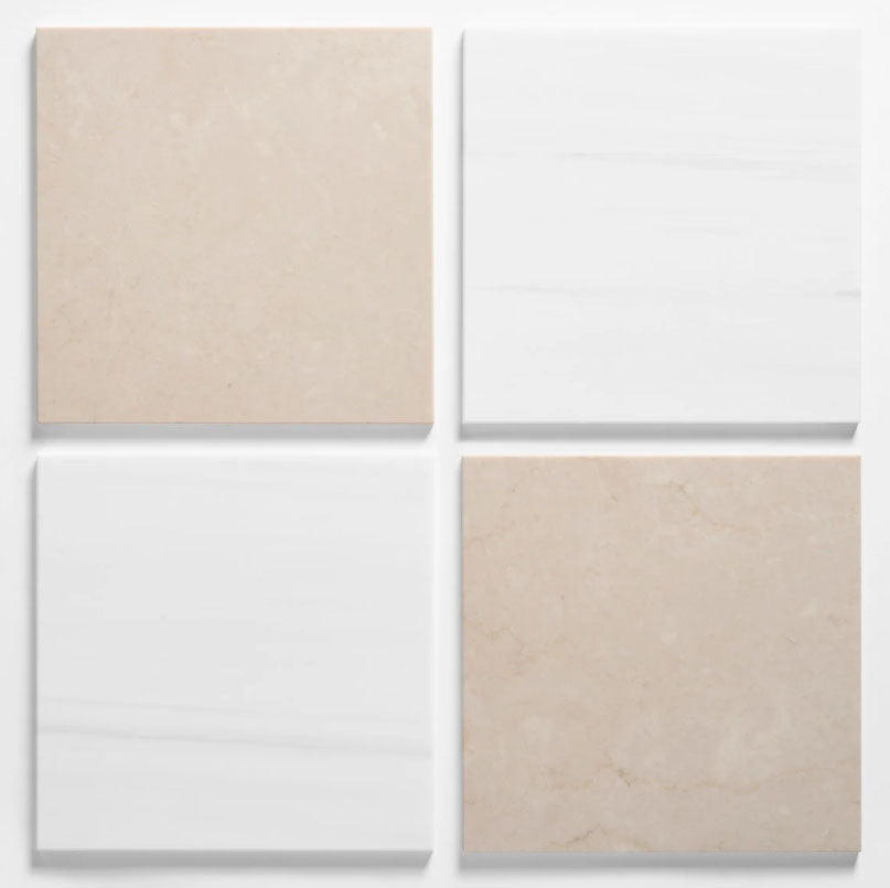 Alterno Crema Ella Beige and Glacier White Extra  Checkerboard  12" X 12"